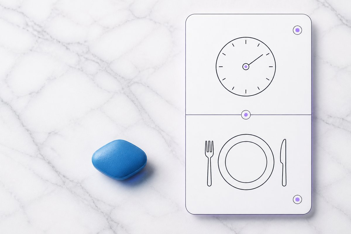 A 25 mg sildenafil tablet on a cleared plate