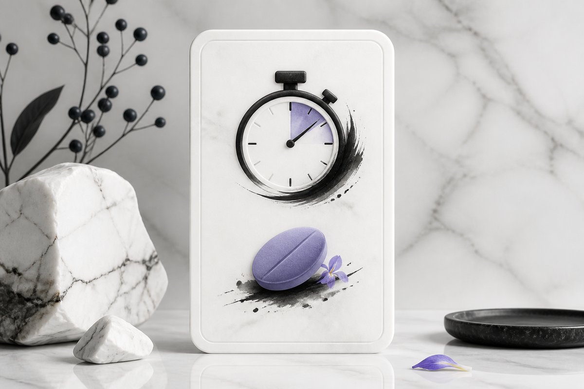 Stopwatch and a 20 mg vardenafil tablet